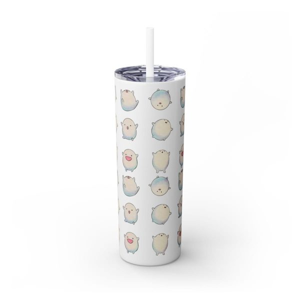 The Boy And The Heron Budget - Warawara Chibi Fanart Skinny Tumbler with Straw-House Decor, The Boy and the Heron, The Boy And The Heron Budget, Tumbler