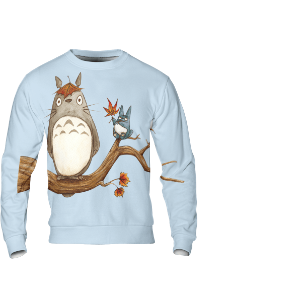 Totoro Dust Sprites - Totoro on the Autumn Tree 3D Sweatshirt-Apparel, My Neighbor Totoro, Sweatshirt, Totoro Dust Sprites