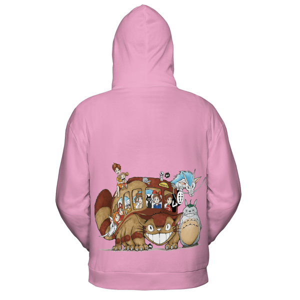 Totoro Movie Japanese - Ghibli Characters on Cat Bus 3D Hoodie-Apparel, Hoodie, My Neighbor Totoro, Totoro Movie Japanese