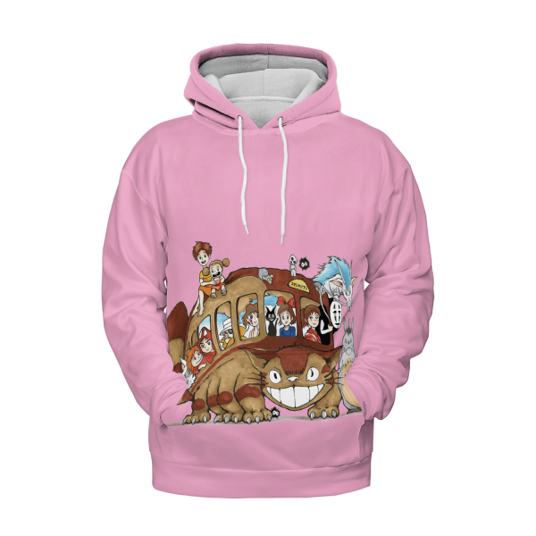 Totoro Movie Japanese - Ghibli Characters on Cat Bus 3D Hoodie-Apparel, Hoodie, My Neighbor Totoro, Totoro Movie Japanese