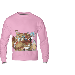 Totoro Drawing - Ghibli Characters on Cat Bus 3D Sweatshirt-Apparel, My Neighbor Totoro, Sweatshirt, Totoro Drawing