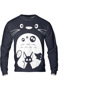 Totoro Restaurant - Totoro ft. Kaonashi, Jiji and Calcifer 3D Sweatshirt-Apparel, Howl's Moving Castle, Kiki's Delivery Service, My Neighbor Totoro, Spirited Away, Sweatshirt, Totoro Restaurant