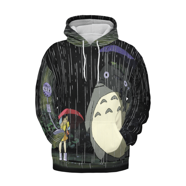 Tom Totoro Concrete - Totoro and The Sisters at the Bus Stop 3D Hoodie-Apparel, Hoodie, My Neighbor Totoro, Tom Totoro Concrete