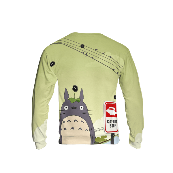 Totoro Plush - Totoro at the Cat Bus Stop 3D Sweatshirt-Apparel, My Neighbor Totoro, Sweatshirt, Totoro Plush