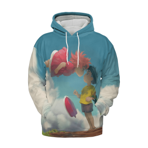 Fujimoto Ponyo - Ponyo and Sosuke Reunion 3D Hoodie-Apparel, Fujimoto Ponyo, Hoodie, ponyo