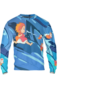 Ponyo Lisa - Ponyo on the Waves 3D Sweatshirt-Apparel, ponyo, Ponyo Lisa, Sweatshirt