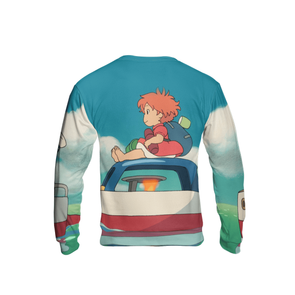 Ponyo Voice Actors English - Ponyo and Sosuke on the Boat 3D Sweatshirt-Apparel, ponyo, Ponyo Voice Actors English, Sweatshirt