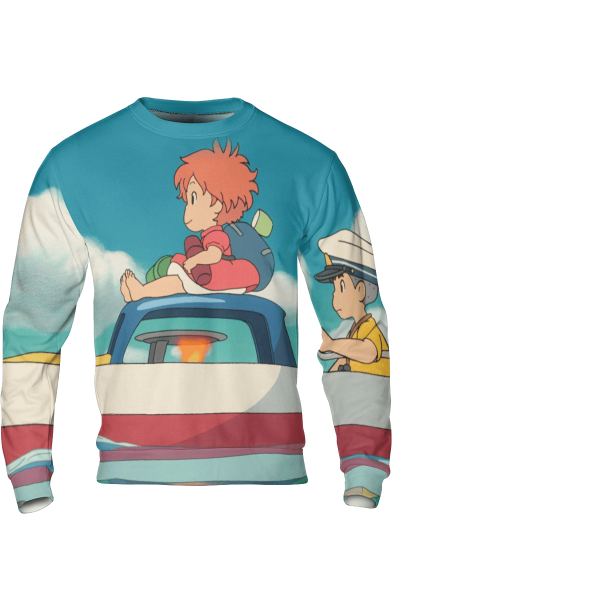 Ponyo Voice Actors English - Ponyo and Sosuke on the Boat 3D Sweatshirt-Apparel, ponyo, Ponyo Voice Actors English, Sweatshirt