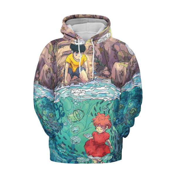 Ponyo In Theaters - Ponyo and Sosuke First Meet 3D Hoodie-Apparel, Hoodie, ponyo, Ponyo In Theaters