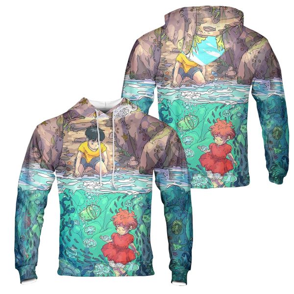 Ponyo In Theaters - Ponyo and Sosuke First Meet 3D Hoodie-Apparel, Hoodie, ponyo, Ponyo In Theaters