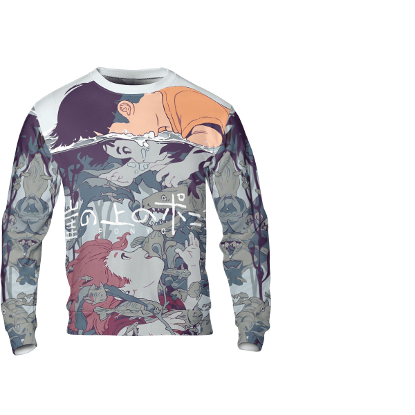 English Ponyo Cast - Ponyo and Sosuke under Water 3D Sweatshirt-Apparel, English Ponyo Cast, ponyo, Sweatshirt