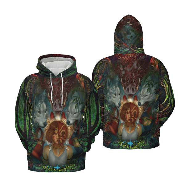 Princess Mononoke Ashitaka - Princess Mononoke 3D Hoodie-Apparel, Hoodie, princess mononoke, Princess Mononoke Ashitaka