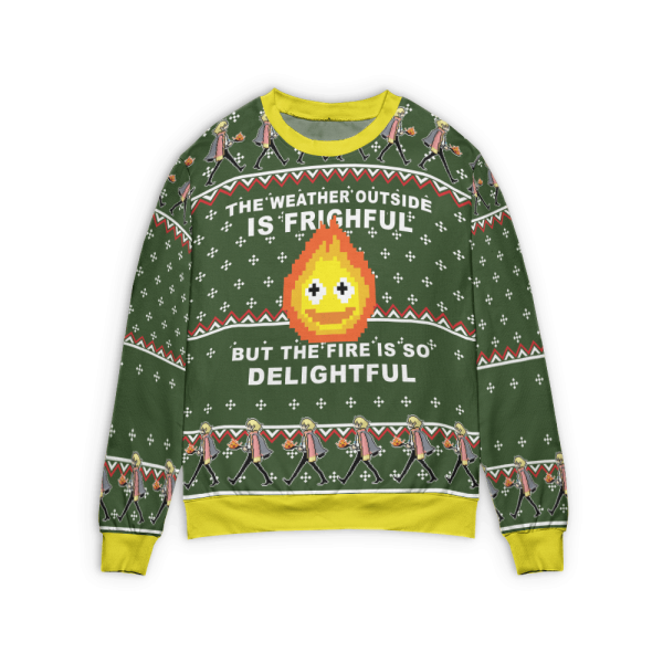 Characters From Howl's Moving Castle - Howl’s Moving Castle – The Fire is So Delightful Ugly Christmas Sweater-Apparel, Characters From Howl's Moving Castle, Howl's Moving Castle, Sweater, ugly sweater