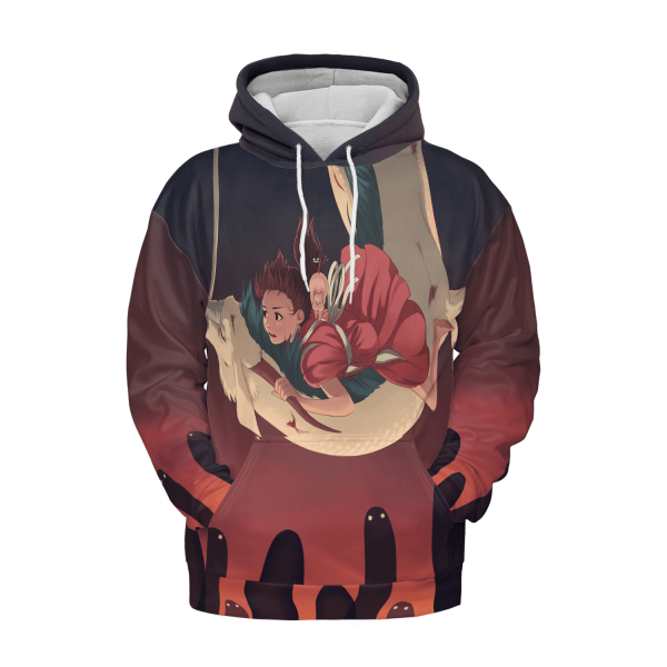 Spirited Away Movie Poster - Spirited Away – Sen riding Haku 3D Hoodie-Apparel, Hoodie, Spirited Away, Spirited Away Movie Poster