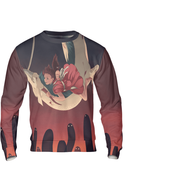 Spirited Away Streaming - Spirited Away – Sen riding Haku 3D Sweatshirt-Apparel, Spirited Away, Spirited Away Streaming, Sweatshirt