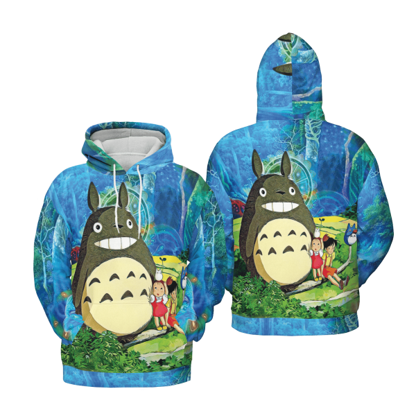 Totoro Anime - Totoro and the Girls in Jungle 3D Hoodie-Apparel, Hoodie, My Neighbor Totoro, Totoro Anime