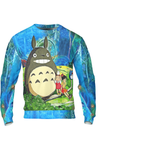 My Neighbor Totoro Wallpaper - Totoro and the Girls in Jungle 3D Sweatshirt-Apparel, My Neighbor Totoro, My Neighbor Totoro Wallpaper, Sweatshirt