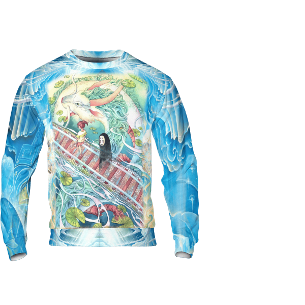 Watch Spirited Away - Spirited Away – Follow the Railway 3D Sweatshirt-Apparel, Spirited Away, Sweatshirt, Watch Spirited Away