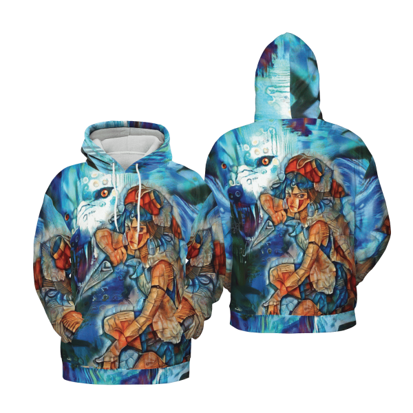 Princess Mononoke Yakul - Princess Mononoke Canvas 3D Hoodie-Apparel, Hoodie, princess mononoke, Princess Mononoke Yakul