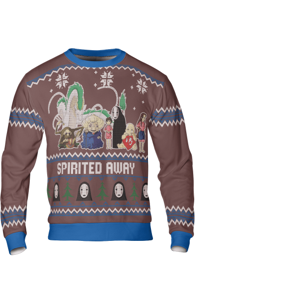 Spirited Away In Theaters - Spirited Away Characters Christmas 3D Sweatshirt Style 3-Apparel, Spirited Away, Spirited Away In Theaters, Sweatshirt