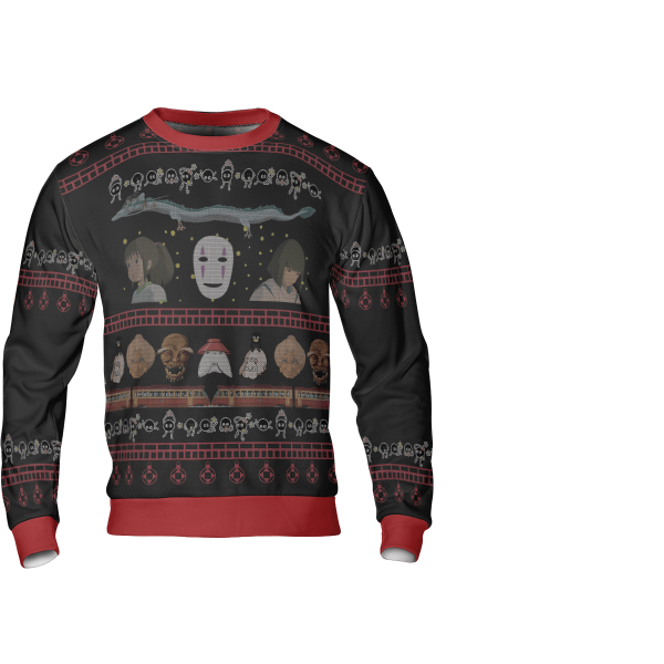 Spirited Away Live' - Spirited Away Characters Christmas Sweatshirt Style 2-Apparel, Spirited Away, Spirited Away Live, Sweatshirt