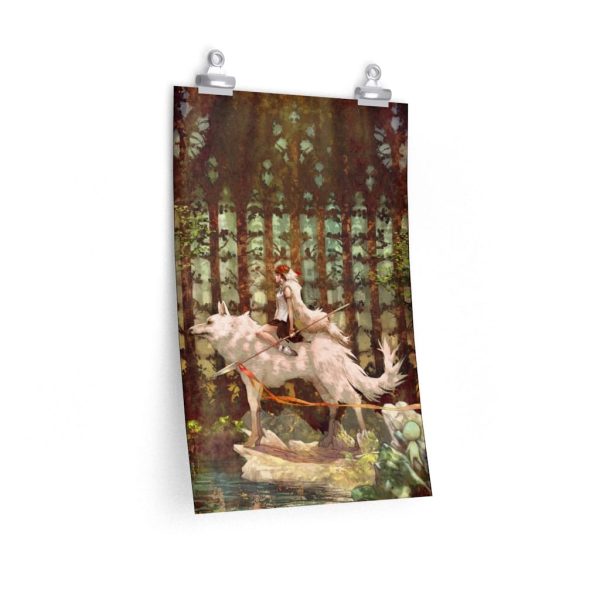 Princess Mononoke Wallpaper - Princess Mononoke Wolf Riding Fanart Poster-House Decor, Poster, princess mononoke, Princess Mononoke Wallpaper