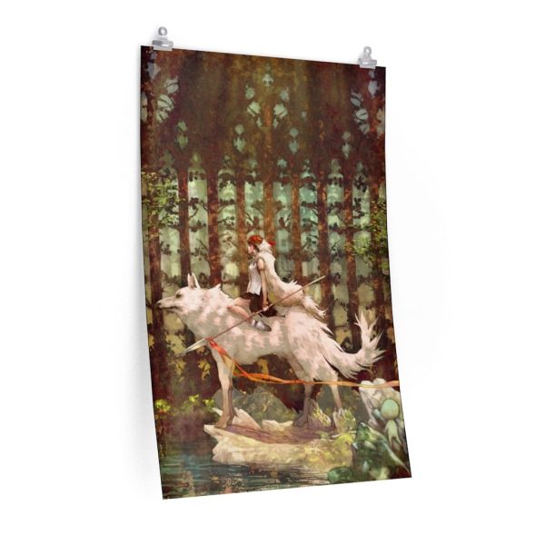 Princess Mononoke Wallpaper - Princess Mononoke Wolf Riding Fanart Poster-House Decor, Poster, princess mononoke, Princess Mononoke Wallpaper