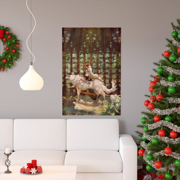 Princess Mononoke Wallpaper - Princess Mononoke Wolf Riding Fanart Poster-House Decor, Poster, princess mononoke, Princess Mononoke Wallpaper