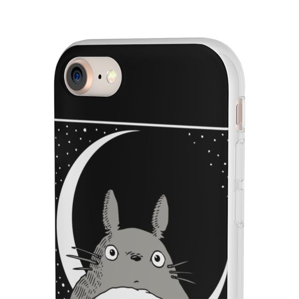 My Neighbor Totoro Film Series - My Neighbor Totoro by the Moon Black & White iPhone Cases-Accessories, My Neighbor Totoro, My Neighbor Totoro Film Series, Phone Case