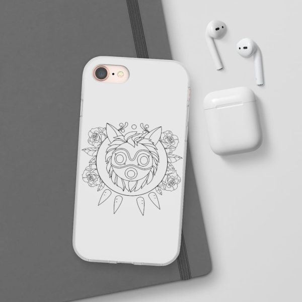 Studio Ghibli Films Princess Mononoke - Princess Mononoke Mask in Black and White iPhone Cases-Accessories, Phone Case, princess mononoke, Studio Ghibli Films Princess Mononoke