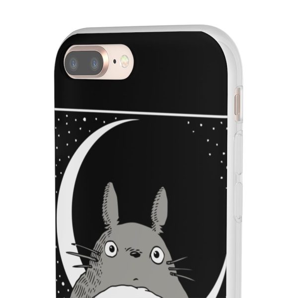 My Neighbor Totoro Film Series - My Neighbor Totoro by the Moon Black & White iPhone Cases-Accessories, My Neighbor Totoro, My Neighbor Totoro Film Series, Phone Case