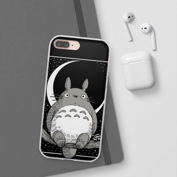 My Neighbor Totoro Film Series - My Neighbor Totoro by the Moon Black & White iPhone Cases-Accessories, My Neighbor Totoro, My Neighbor Totoro Film Series, Phone Case