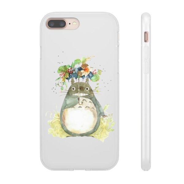 Dust Sprites Spirited Away - Totoro with Flower Umbrella iPhone Cases-Accessories, Dust Sprites Spirited Away, My Neighbor Totoro, Phone Case