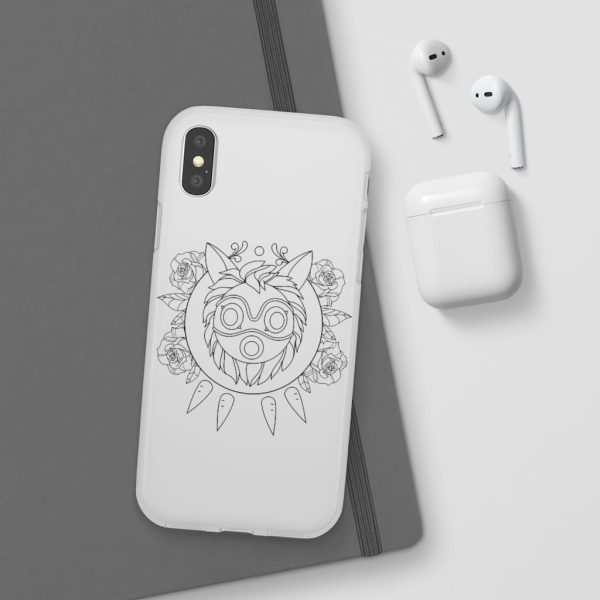 Studio Ghibli Films Princess Mononoke - Princess Mononoke Mask in Black and White iPhone Cases-Accessories, Phone Case, princess mononoke, Studio Ghibli Films Princess Mononoke