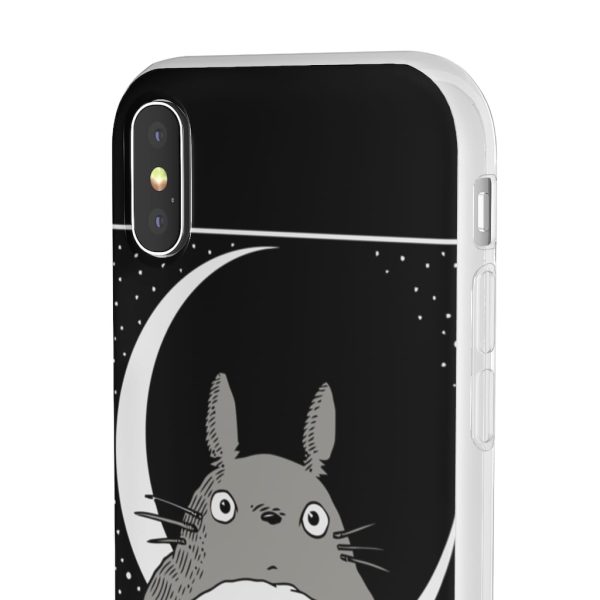 My Neighbor Totoro Film Series - My Neighbor Totoro by the Moon Black & White iPhone Cases-Accessories, My Neighbor Totoro, My Neighbor Totoro Film Series, Phone Case