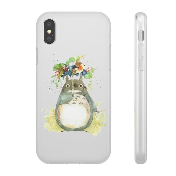 Dust Sprites Spirited Away - Totoro with Flower Umbrella iPhone Cases-Accessories, Dust Sprites Spirited Away, My Neighbor Totoro, Phone Case