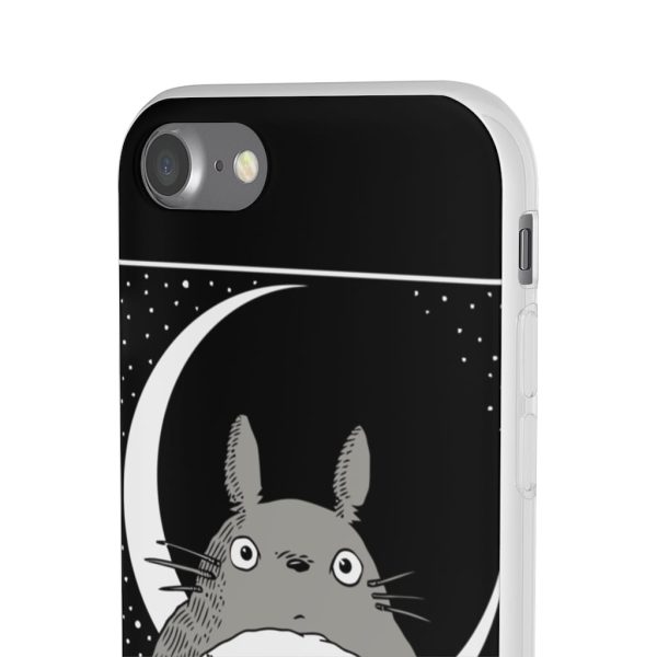 My Neighbor Totoro Film Series - My Neighbor Totoro by the Moon Black & White iPhone Cases-Accessories, My Neighbor Totoro, My Neighbor Totoro Film Series, Phone Case