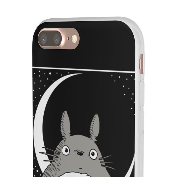 My Neighbor Totoro Film Series - My Neighbor Totoro by the Moon Black & White iPhone Cases-Accessories, My Neighbor Totoro, My Neighbor Totoro Film Series, Phone Case