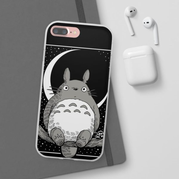 My Neighbor Totoro Film Series - My Neighbor Totoro by the Moon Black & White iPhone Cases-Accessories, My Neighbor Totoro, My Neighbor Totoro Film Series, Phone Case