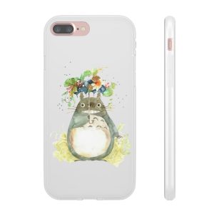 Dust Sprites Spirited Away - Totoro with Flower Umbrella iPhone Cases-Accessories, Dust Sprites Spirited Away, My Neighbor Totoro, Phone Case