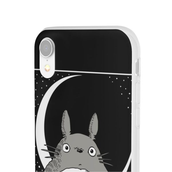 My Neighbor Totoro Film Series - My Neighbor Totoro by the Moon Black & White iPhone Cases-Accessories, My Neighbor Totoro, My Neighbor Totoro Film Series, Phone Case