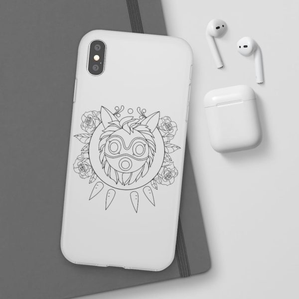 Studio Ghibli Films Princess Mononoke - Princess Mononoke Mask in Black and White iPhone Cases-Accessories, Phone Case, princess mononoke, Studio Ghibli Films Princess Mononoke