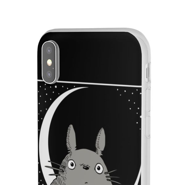 My Neighbor Totoro Film Series - My Neighbor Totoro by the Moon Black & White iPhone Cases-Accessories, My Neighbor Totoro, My Neighbor Totoro Film Series, Phone Case