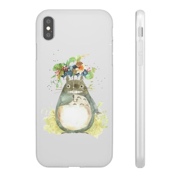 Dust Sprites Spirited Away - Totoro with Flower Umbrella iPhone Cases-Accessories, Dust Sprites Spirited Away, My Neighbor Totoro, Phone Case