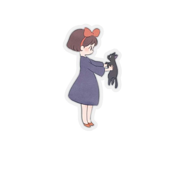 Kiki's Delivery Service Book - Kiki Hugging Jiji Stickers-House Decor, Kiki's Delivery Service, Kiki's Delivery Service Book