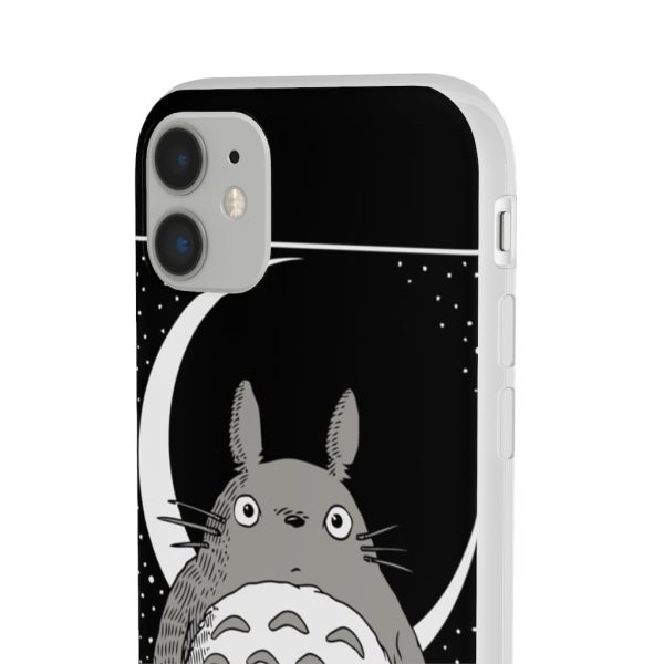 My Neighbor Totoro Film Series - My Neighbor Totoro by the Moon Black & White iPhone Cases-Accessories, My Neighbor Totoro, My Neighbor Totoro Film Series, Phone Case