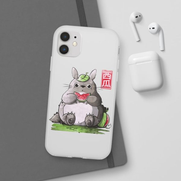 Japanese Totoro Plush - Totoro and Watermelon iPhone Cases-Accessories, Japanese Totoro Plush, My Neighbor Totoro, Phone Case