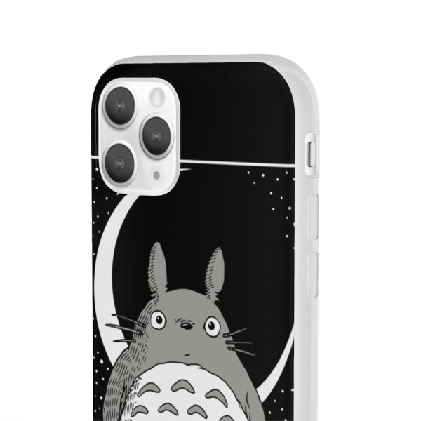 My Neighbor Totoro Film Series - My Neighbor Totoro by the Moon Black & White iPhone Cases-Accessories, My Neighbor Totoro, My Neighbor Totoro Film Series, Phone Case