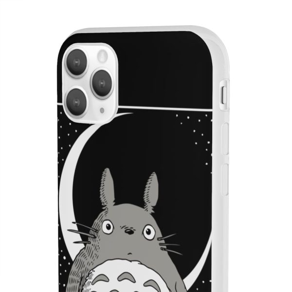 My Neighbor Totoro Film Series - My Neighbor Totoro by the Moon Black & White iPhone Cases-Accessories, My Neighbor Totoro, My Neighbor Totoro Film Series, Phone Case