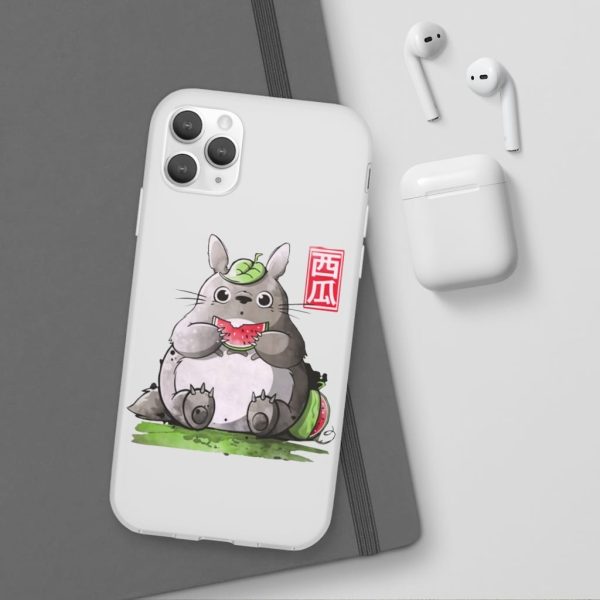 Japanese Totoro Plush - Totoro and Watermelon iPhone Cases-Accessories, Japanese Totoro Plush, My Neighbor Totoro, Phone Case